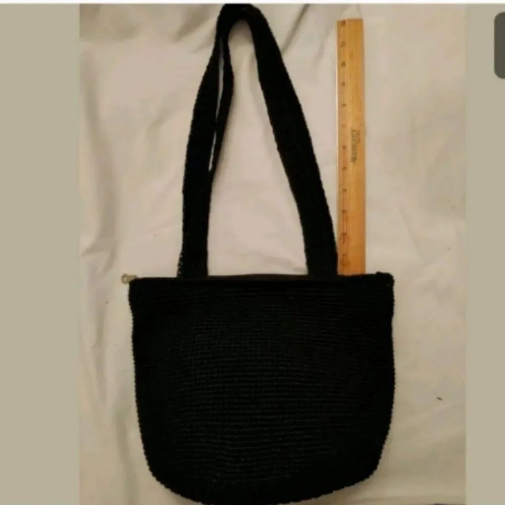 Macy's VINTAGE Macrame handbag BLACK Women's Casual.